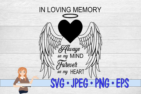 In Loving Memory Angel Wings & Heart SVG Family Creations 