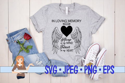 In Loving Memory Angel Wings & Heart SVG Family Creations 