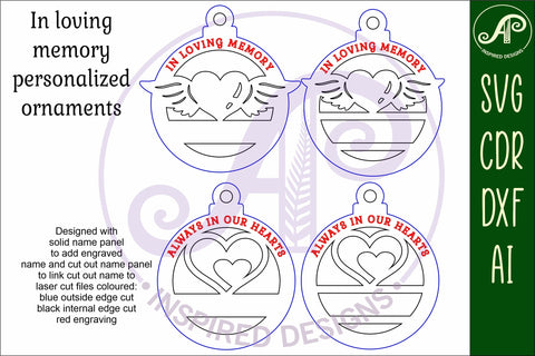 In loving memory Christmas Ornament SVG laser cut SVG APInspireddesigns 