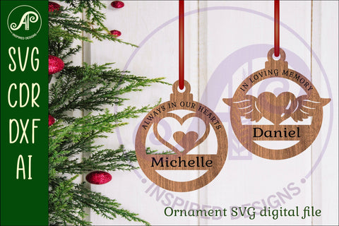 In loving memory Christmas Ornament SVG laser cut SVG APInspireddesigns 