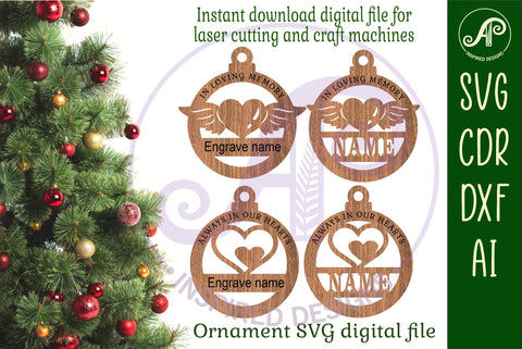 In loving memory Christmas Ornament SVG laser cut SVG APInspireddesigns 