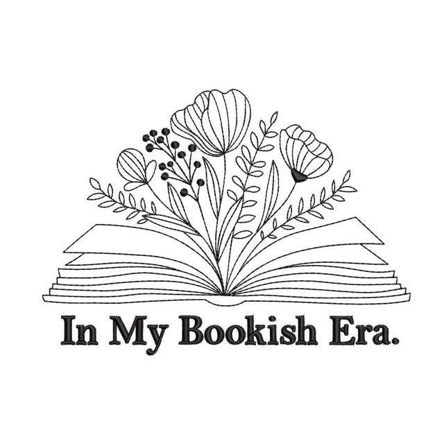 In my bookish era embroidery design, Book with flowers embroidery, 4 sizes, Instant Download Embroidery/Applique DESIGNS Nino Nadaraia 