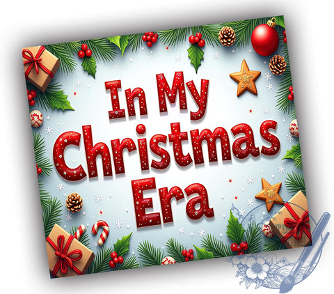 In My Christmas Era 20oz Skinny Tumbler PNG, Retro Christmas Tumbler Wrap, Sublimation Design, Straight & Tapered Tumbler Wrap, Instant Digital Download Sublimation ToriDesigns 