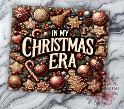 In My Christmas Era 20oz Tumbler Wrap PNG, Retro Christmas Tumbler PNG Sublimation Design, Straight & Tapered Tumbler Wrap, Instant Digital Download Sublimation Li Zamperini 