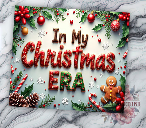 In My Christmas Era 20oz Tumbler Wrap PNG, Retro Christmas Tumbler PNG Sublimation Design, Straight & Tapered Tumbler Wrap, Instant Digital Download Sublimation Li Zamperini 