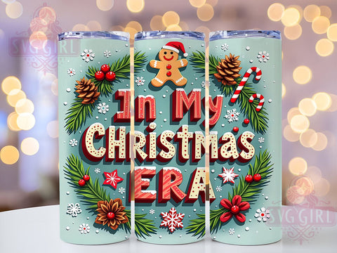 In My Christmas Era 20oz Tumbler Wrap Sublimation Design, Straight Tapered Tumbler Wrap, Retro Christmas Tumbler Png, Instant Digital Download Sublimation SvggirlplusArt 