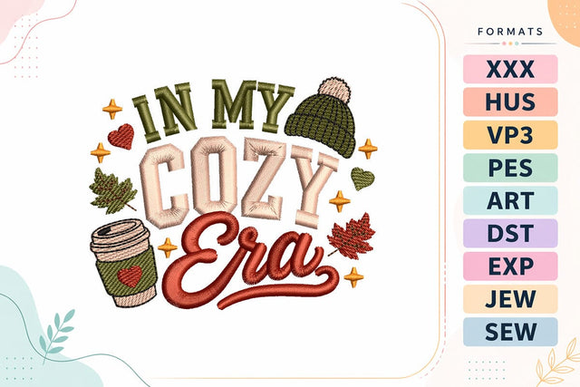 In My Cozy Era Beanie Coffee Embroidery Design Embroidery/Applique DESIGNS sg embroidery 