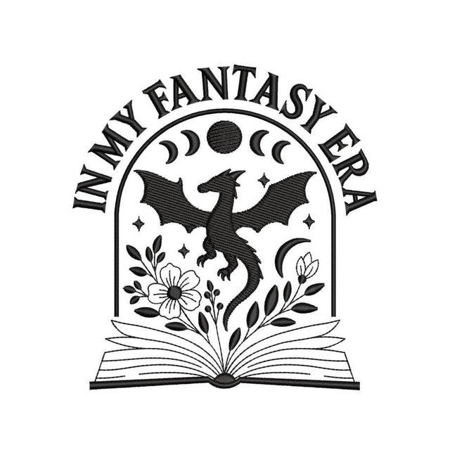 In My Fantasy Era Dragon Embroidery Design Magical Book And Stars Embroidery File Fantasy Book File 3 Sizes Instant Download Embroidery/Applique DESIGNS Nino Nadaraia 