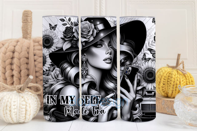 In My Self Made Era Tumbler Wrap png, 20oz Skinny Sublimation Design, Motivational Quote, Daily Affirmation, Tattoo girl Sunflowers Sublimation BouDesign 