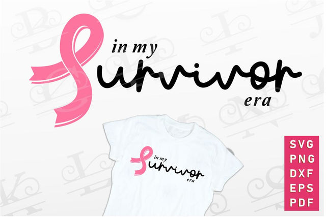 In my survivor era, Breast Cancer Ribbon SVG, Cancer Awareness PNG SVG D2PUTRI Designs 