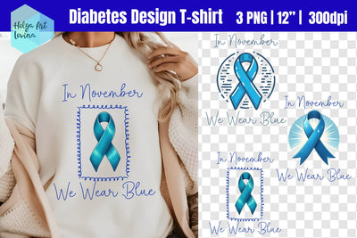 in November We Wear Blue | Diabetes PNG Sublimation Helga Art 