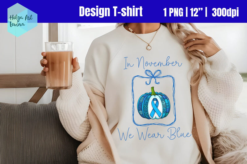 in November We Wear Blue | Diabetes PNG Sublimation Helga Art 
