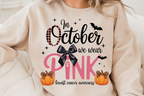 In October We Wear Pink Breast Cancer awareness SVG Angelina750 