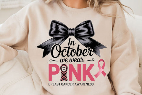 In October We Wear Pink Breast Cancer awareness SVG Angelina750 