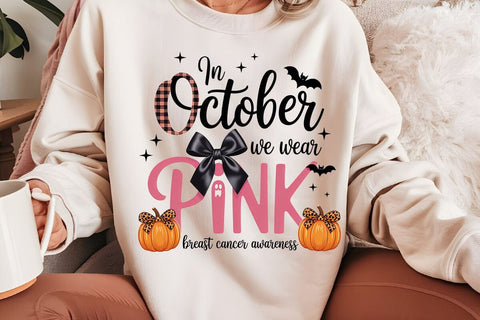 In October We Wear Pink Breast Cancer awareness SVG Angelina750 