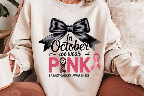 In October We Wear Pink Breast Cancer awareness SVG Angelina750 