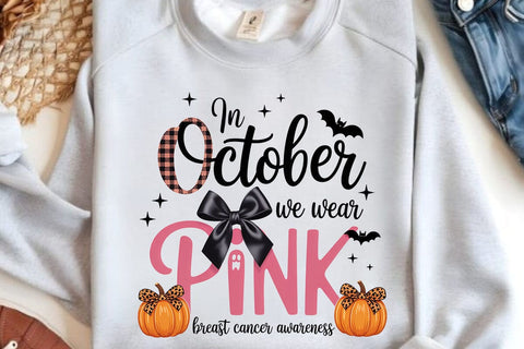In October We Wear Pink Breast Cancer awareness SVG Angelina750 