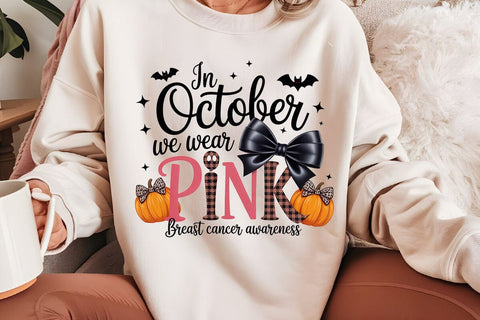 In October We Wear Pink Breast Cancer awareness SVG Angelina750 