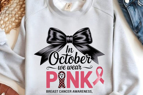 In October We Wear Pink Breast Cancer awareness SVG Angelina750 