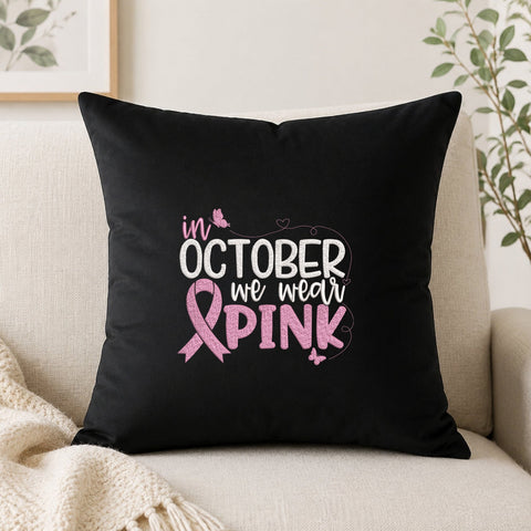 In October We Wear Pink Embroidery Design – Breast Cancer Awareness Pink Ribbon Machine Embroidery File Embroidery/Applique DESIGNS PatternFeed8 