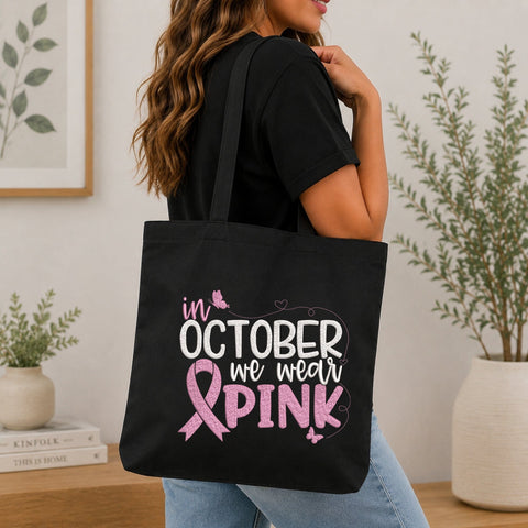 In October We Wear Pink Embroidery Design – Breast Cancer Awareness Pink Ribbon Machine Embroidery File Embroidery/Applique DESIGNS PatternFeed8 