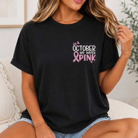In October We Wear Pink Embroidery Design – Breast Cancer Awareness Pink Ribbon Machine Embroidery File Embroidery/Applique DESIGNS PatternFeed8 