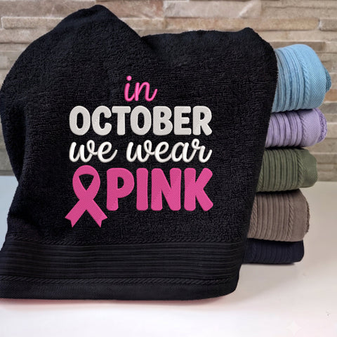 In October We Wear Pink Embroidery Design – Breast Cancer Awareness Pink Ribbon Machine Embroidery File Embroidery/Applique DESIGNS PatternFeed8 