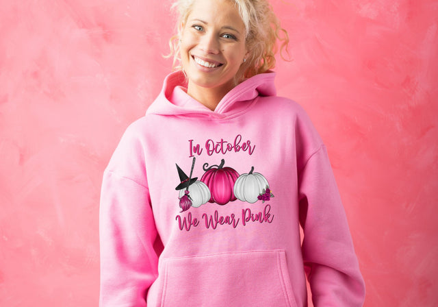 In October We Wear Pink PNG | Complete Halloween Awareness Design | Breast Cancer Support Art Sublimation Print Perfect Design Shop 