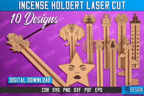 Incense Holder Laser Cut Bundle | Wooden Incense Stick Holders | Meditation | CNC File SVG Fly Design 