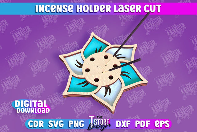 Incense Holder Laser Cut | Wooden Incense Stick Holders | Meditation SVG The T Store Design 