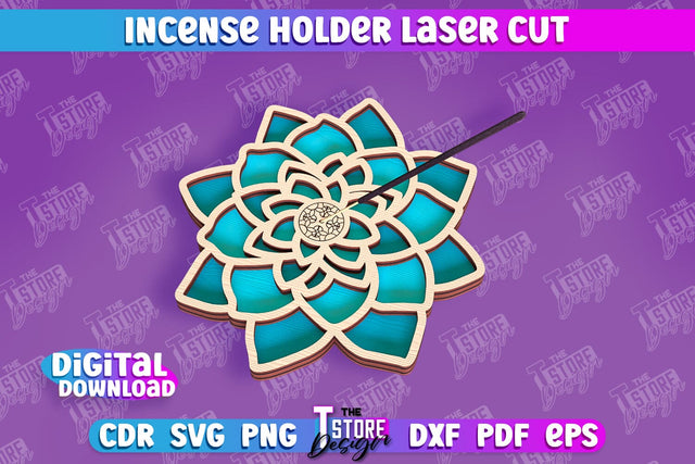 Incense Holder Laser Cut | Wooden Incense Stick Holders | Meditation SVG The T Store Design 