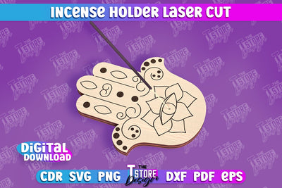 Incense Holder Laser Cut | Wooden Incense Stick Holders | Meditation SVG The T Store Design 