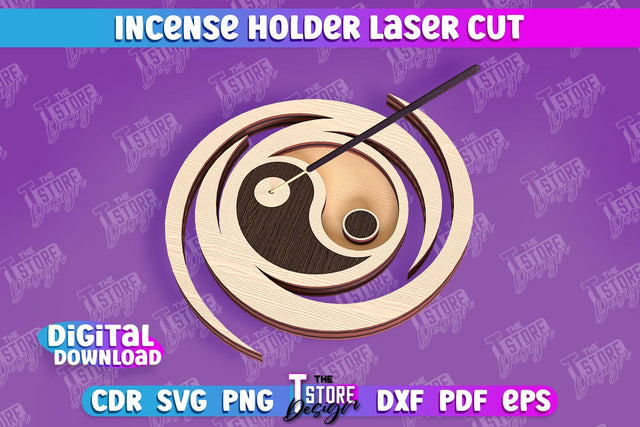 Incense Holder Laser Cut | Wooden Incense Stick Holders | Meditation SVG The T Store Design 