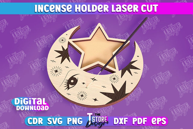 Incense Holder Laser Cut | Wooden Incense Stick Holders | Meditation SVG The T Store Design 