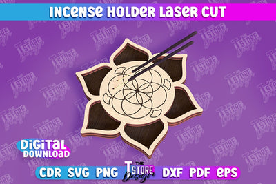 Incense Holder Laser Cut | Wooden Incense Stick Holders | Meditation SVG The T Store Design 