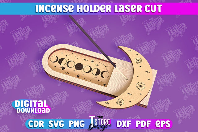 Incense Holder Laser Cut | Wooden Incense Stick Holders | Meditation SVG The T Store Design 