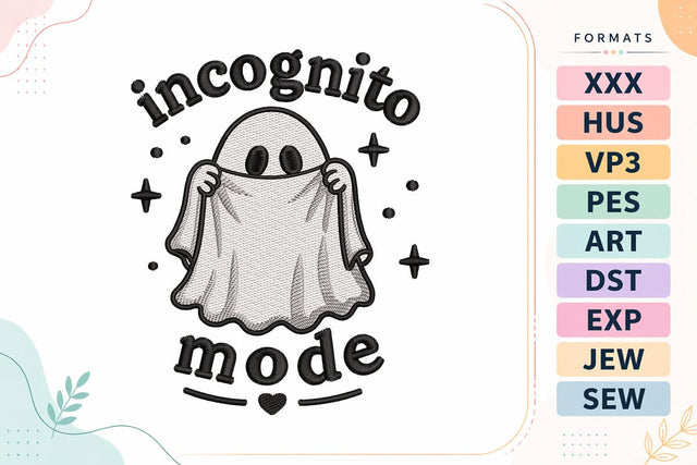 Incognito Mode Ghost Embroidery Design Embroidery/Applique DESIGNS sg embroidery 