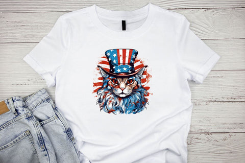 Independence Day Cat Sublimation Clipart Bundle Sublimation Designangry 