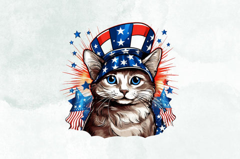 Independence Day Cat Sublimation Clipart Bundle Sublimation Designangry 