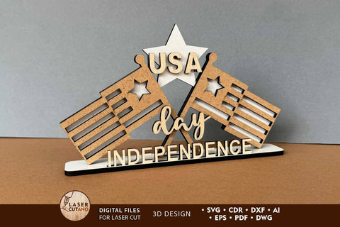 Independence Day Decorative Template SVG LaserCutano 