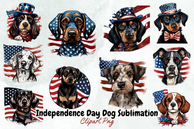 Independence Day Dog Sublimation Clipart Bundle Sublimation Designangry 