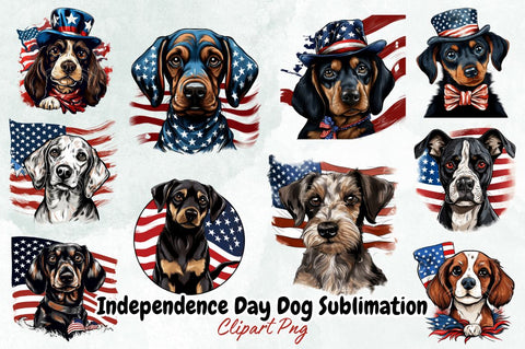 Independence Day Dog Sublimation Clipart Bundle Sublimation Designangry 