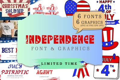 Independence Day Fonts & Graphics Pack Font Prasetya Letter 