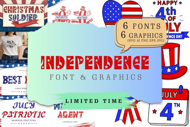 Independence Day Fonts & Graphics Pack Font Prasetya Letter 