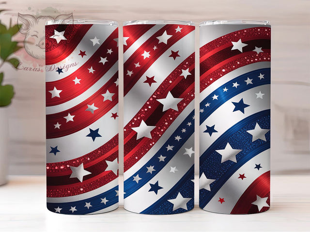 Independence Day Patriotic Swirl Tumbler, USA Color Tumbler, Fourth July Pattern, American Swirl Art, Independence Day Cup, Red White Blue Design, Holiday Spiral Art Sublimation Lara' s Designs 