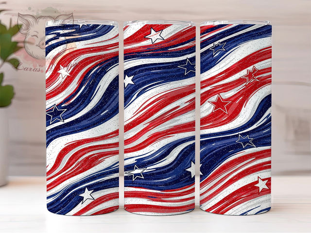 Independence Day Patriotic Swirl Tumbler, USA Color Tumbler, Fourth July Pattern, American Swirl Art, Independence Day Cup, Red White Blue Design, Holiday Spiral Art Sublimation Lara' s Designs 