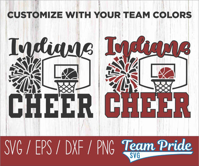 Indian Basketball Cheer SVG Digital Download Printable - SVG, EPS, DXF, PNG SVG Team Pride SVG 