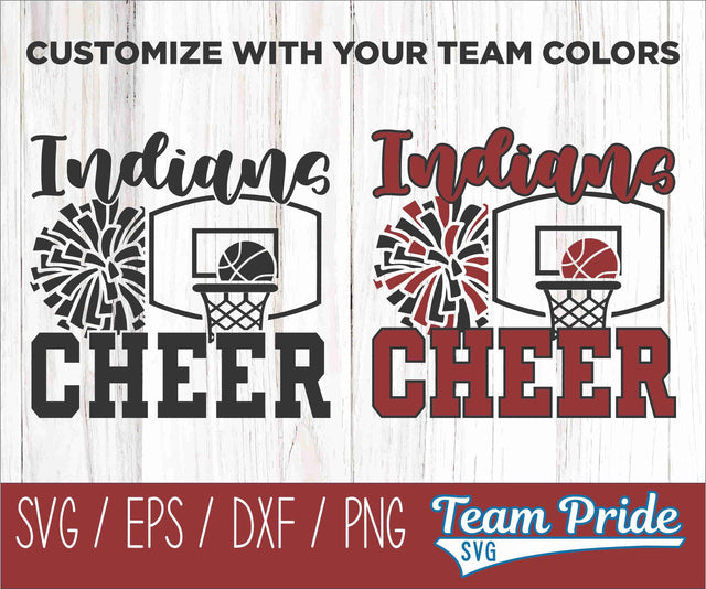 Indian Basketball Cheer SVG Digital Download Printable - SVG, EPS, DXF, PNG SVG Team Pride SVG 