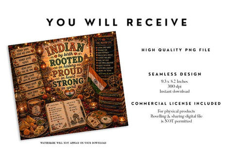 Indian Heritage Pride Tumbler Wrap PNG Sublimation BijouBay 