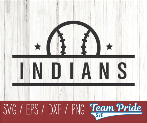 Indians Baseball SVG Digital Download Printable - SVG, EPS, DXF, PNG SVG Team Pride SVG 